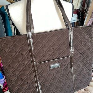 Brown large quilted tote